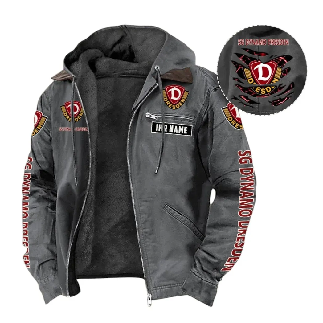 Schwarz-Gelbe Fans Hoodie mit Kapuze und Flanell, Exklusive Logo Hoodie Für Fußballfans BDE180 - Grau