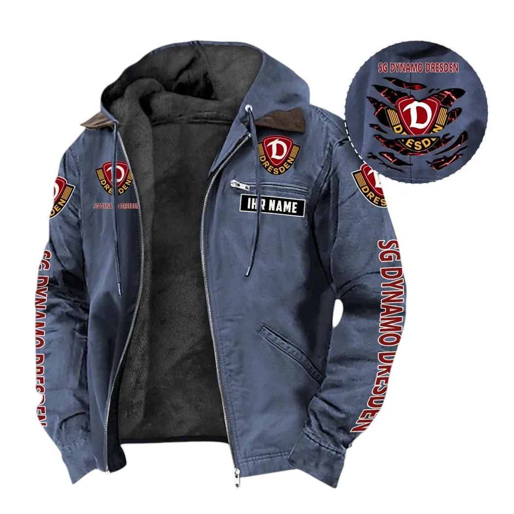 Gelber Fan-Fußball Hoodie mit Kapuze und Flanell, Exklusive Logo Hoodie Für Fußballfans BDE180 - Marineblau