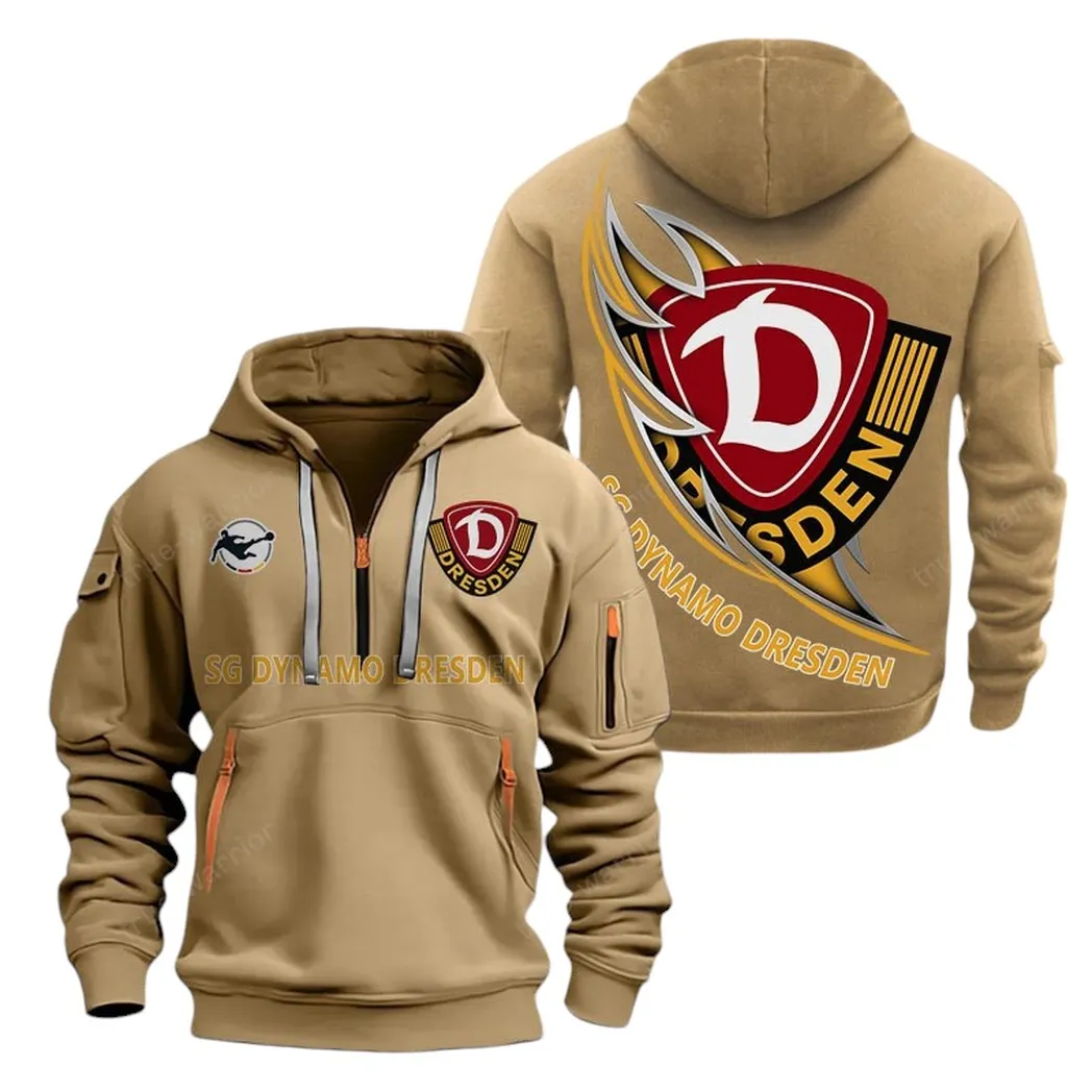 Fußballgeist Fußball Kapuzenpullover mit halbem Reißverschluss, Hoodie Für Fußballfans BDE300 - Khaki