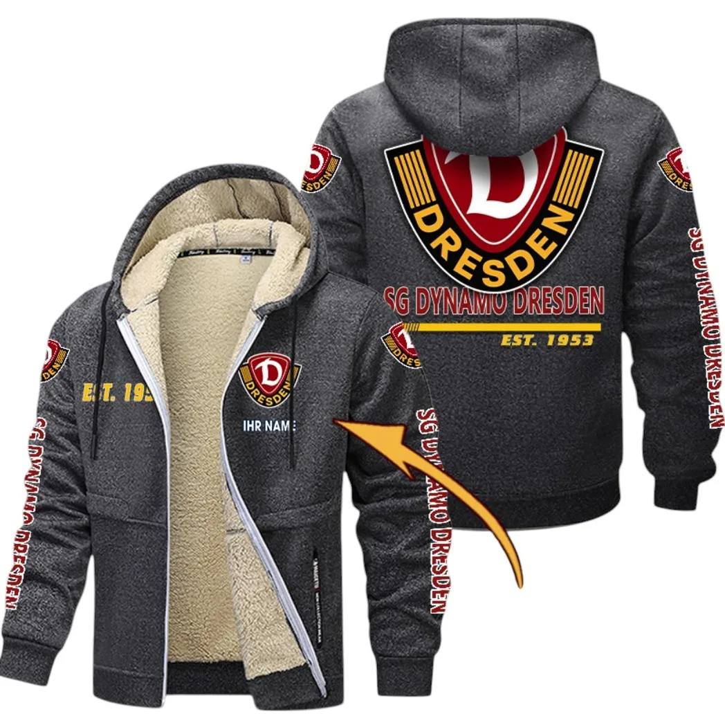 Schwarz-Gelbe Fans Dicke Fleecejacke, Exklusive Logo-Jacke Für Fußballfans BDE740 - Dunkelgrau