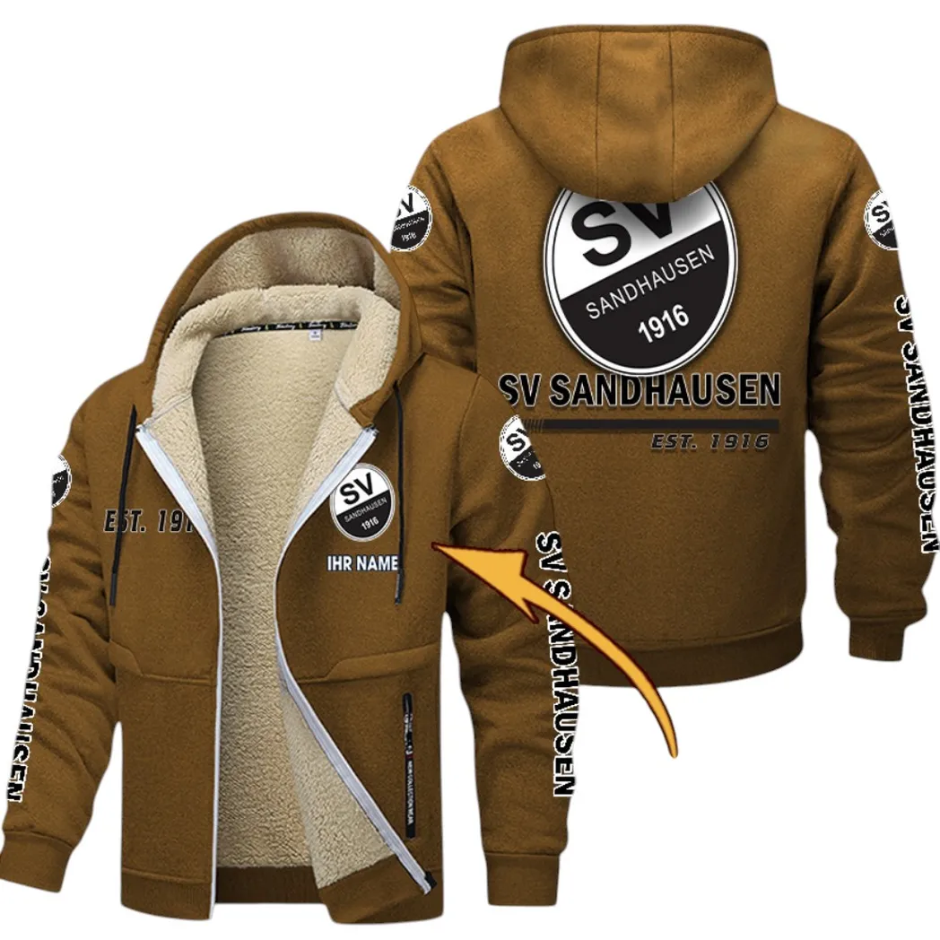 Fan-Geist-Club Dicke Fleecejacke, Exklusive Logo-Jacke Für Fußballfans BDE740 - Braun
