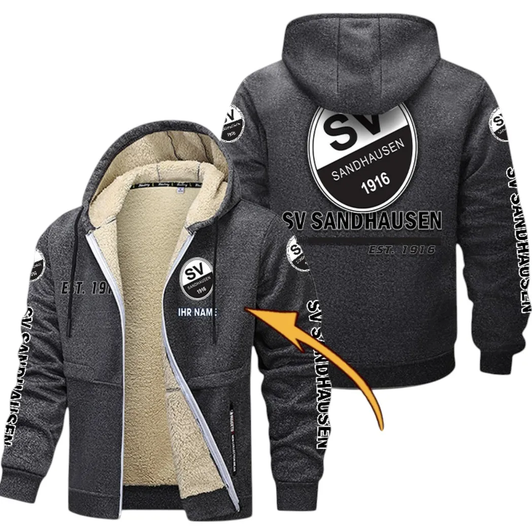 Treue Sand-Gruppe Dicke Fleecejacke, Exklusive Logo-Jacke Für Fußballfans BDE740 - Dunkelgrau