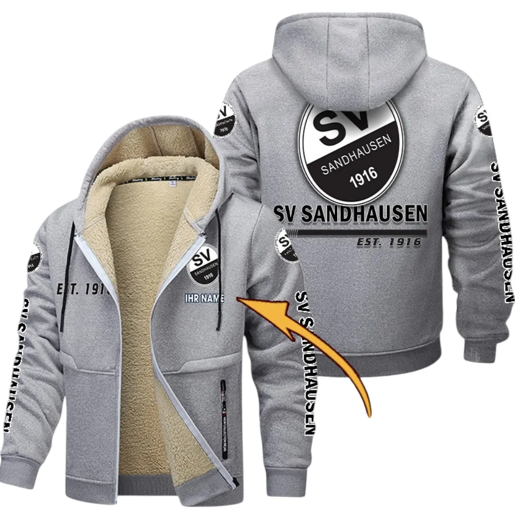 Club-Flaggen-Fußballer Dicke Fleecejacke, Exklusive Logo-Jacke Für Fußballfans BDE740 - Hellgrau
