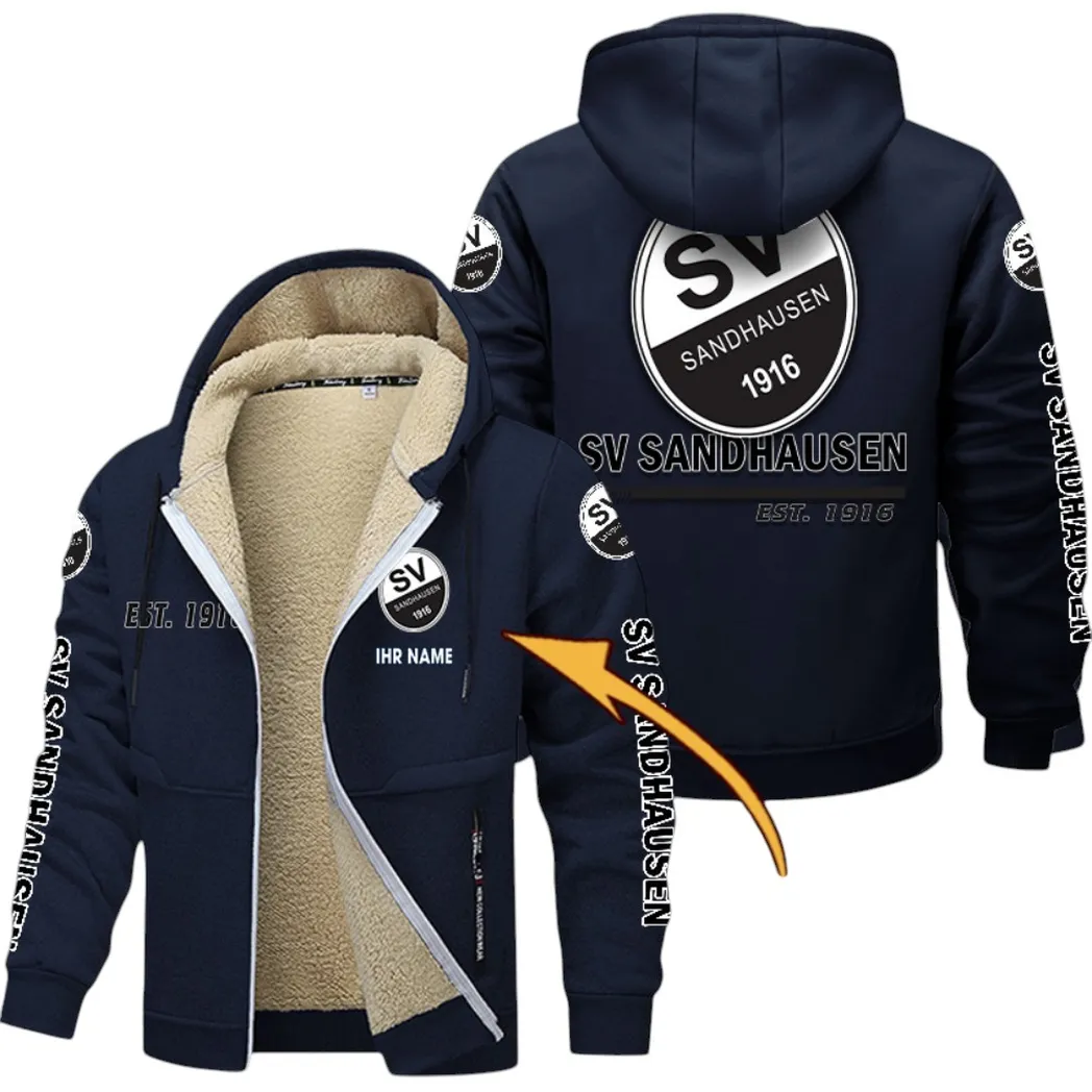 Fan-Geist-Club Dicke Fleecejacke, Exklusive Logo-Jacke Für Fußballfans BDE740 - Marineblau