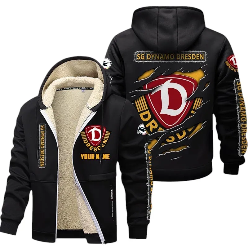 Gelber Fan-Fußball Dicke Fleecejacke, Exklusive Logo-Jacke Für Fußballfans BDE890 - Schwarz