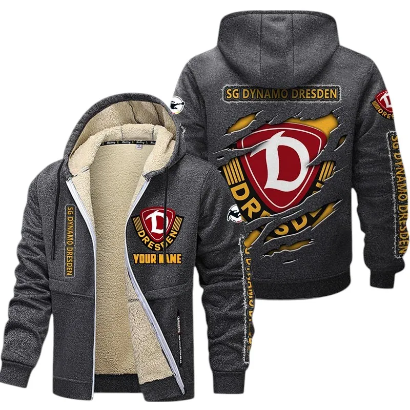Dresden Team Dicke Fleecejacke, Exklusive Logo-Jacke Für Fußballfans BDE890 - Dunkelgrau
