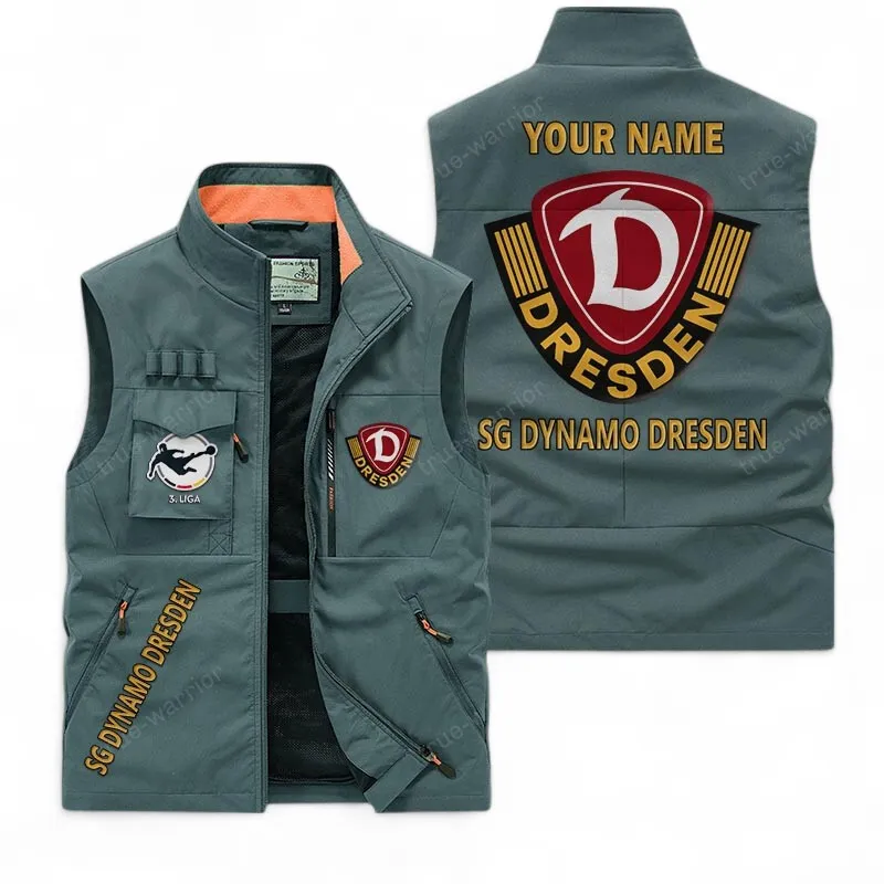 Dresden-Loyalisten Ärmellose Outdoor-Weste, Exklusive Logo-Jacke Für Fußballfans BDE980 - Bohnengrün