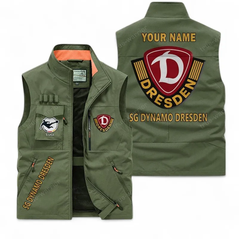 Dresden Team Ärmellose Outdoor-Weste, Exklusive Logo-Jacke Für Fußballfans BDE980 - Olivgrün