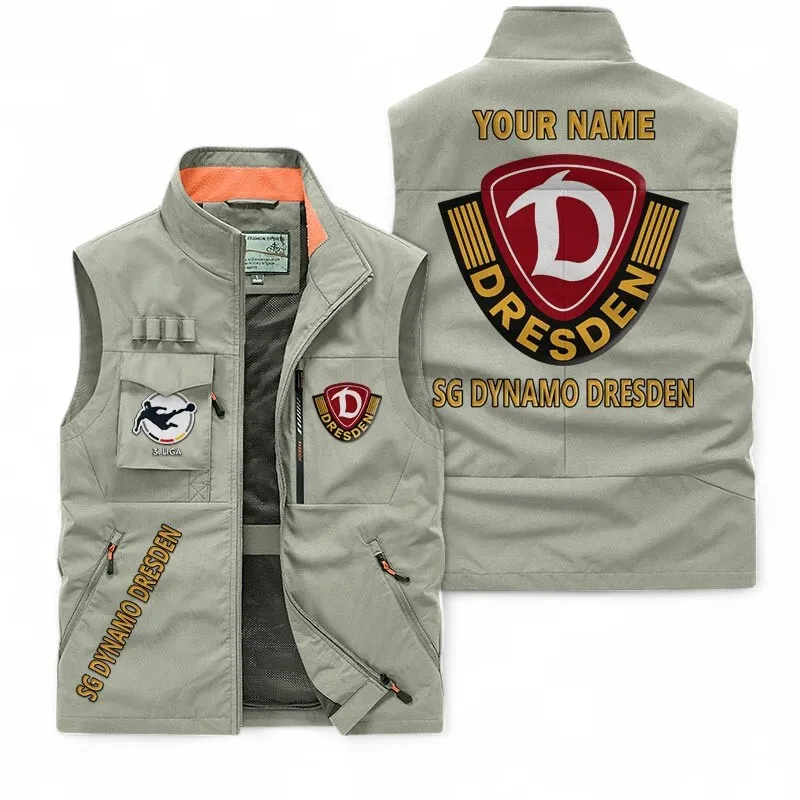 Dresden-Loyalisten Ärmellose Outdoor-Weste, Exklusive Logo-Jacke Für Fußballfans BDE980 - Khaki