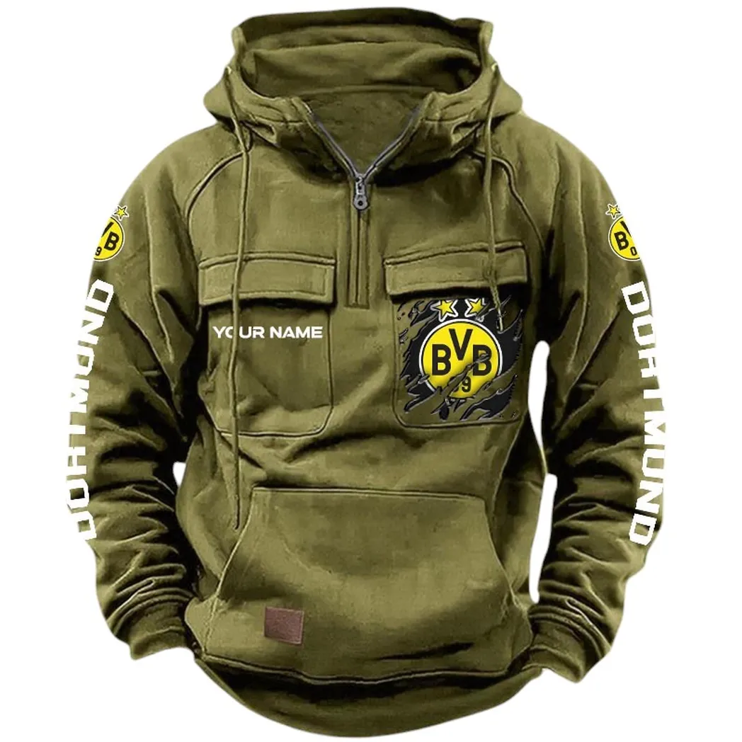 Gelber Fan-Fußball Hoodie Reißverschluss Taktischer, Exklusive Logo-Hoodie Für Fußballfans SPO161 - Olivgrün