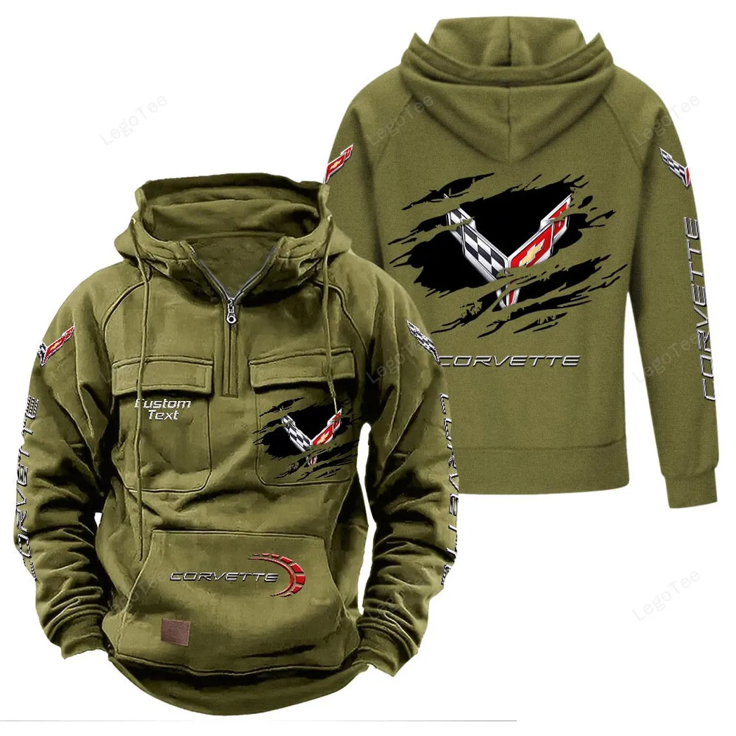 Kultige Muscle-Ride Taktischer Kapuzenpullover, Exklusiver Logo-Hoodie für Autoliebhaber CAR122 - Olivgrün