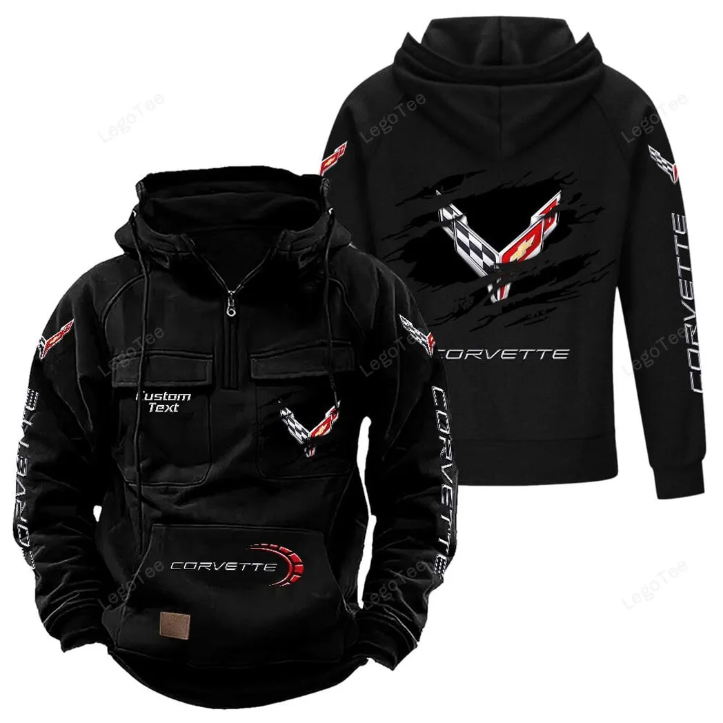Zweitüriger Sportwagen Taktischer Kapuzenpullover, Exklusiver Logo-Hoodie für Autoliebhaber CAR122 - Schwarz