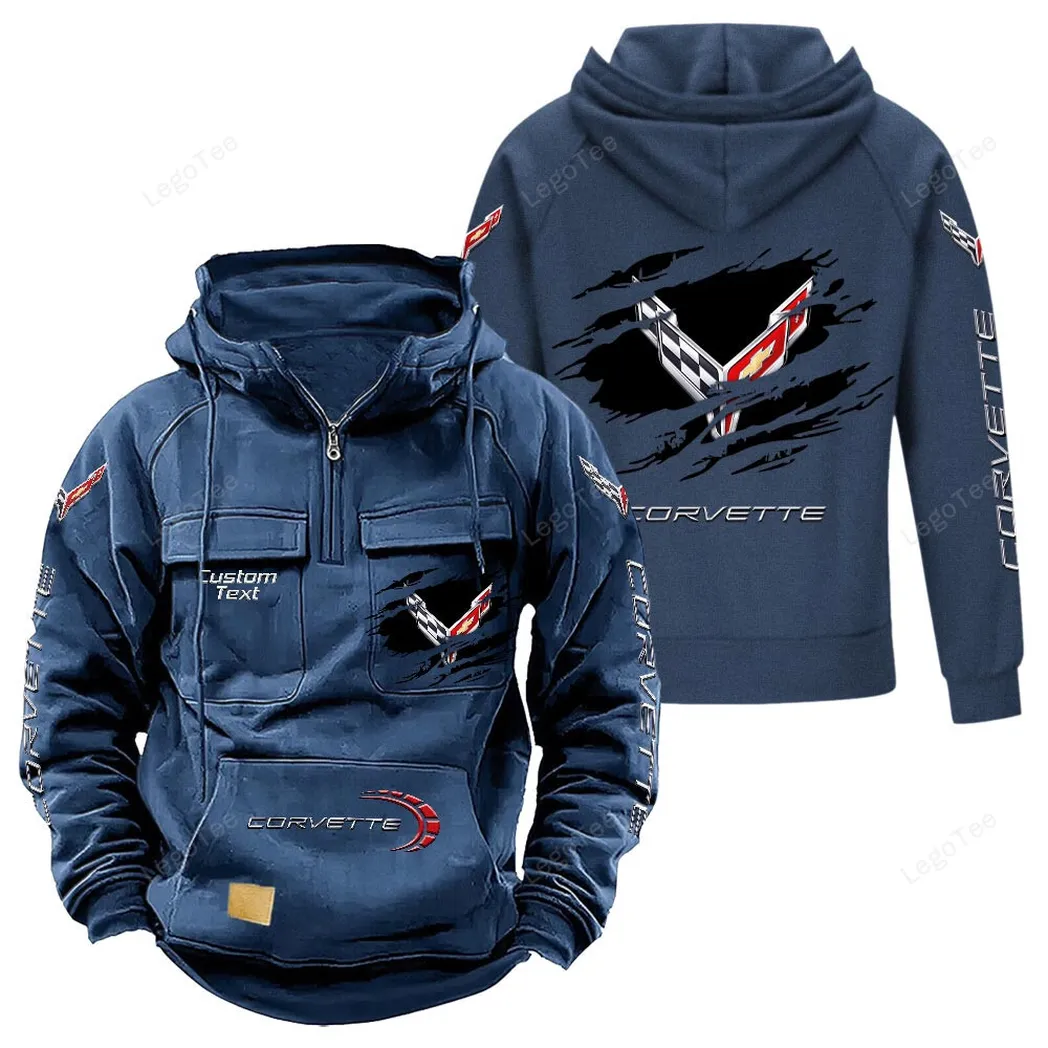 Klassisches Straßenauto Taktischer Kapuzenpullover, Exklusiver Logo-Hoodie für Autoliebhaber CAR122 - Dunkelblau