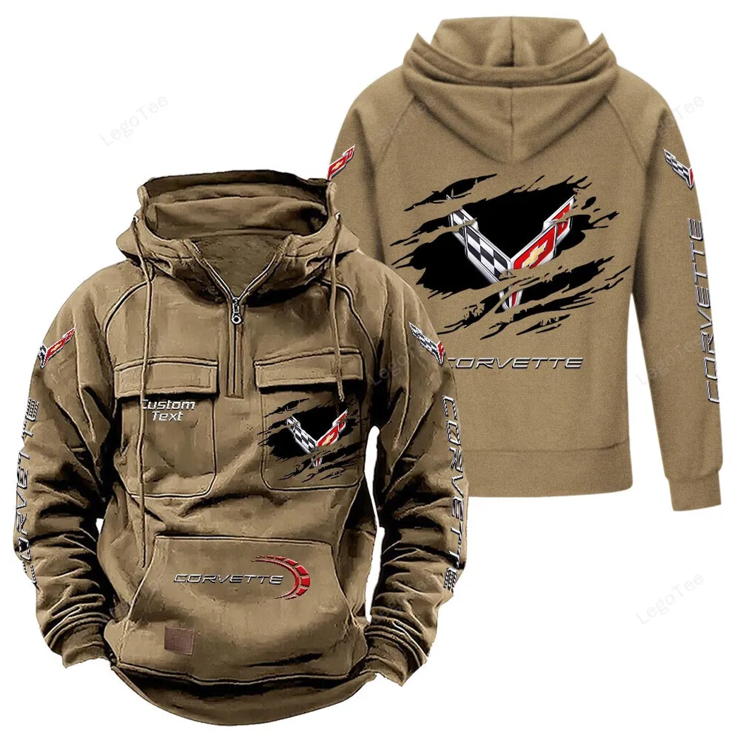 Amerikanisches Speed-Auto Taktischer Kapuzenpullover, Exklusiver Logo-Hoodie für Autoliebhaber CAR122 - Khaki